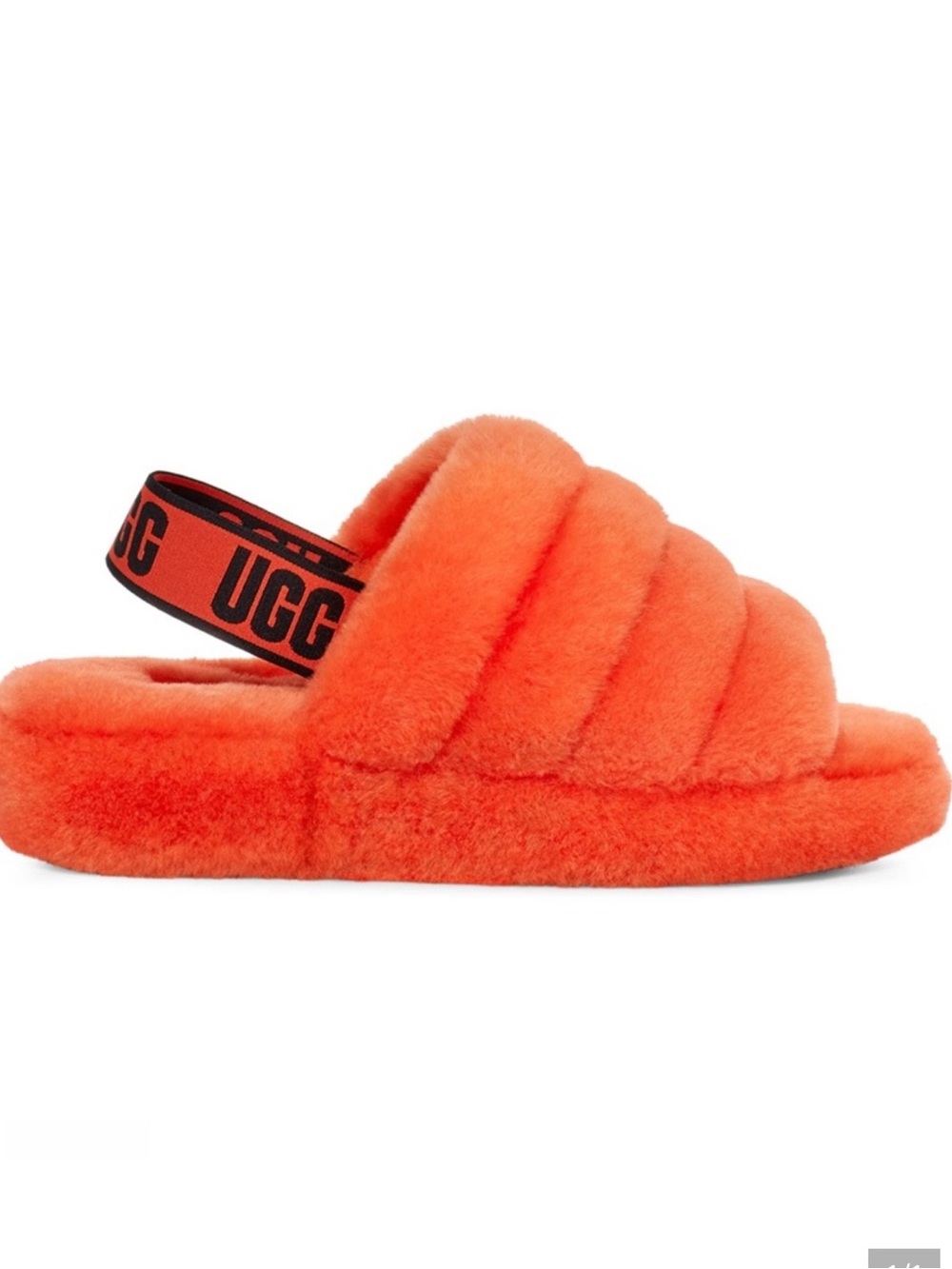 UGG Fluff Yeah Slide with Logo Heel Strap - Hazard Orange Size 8
